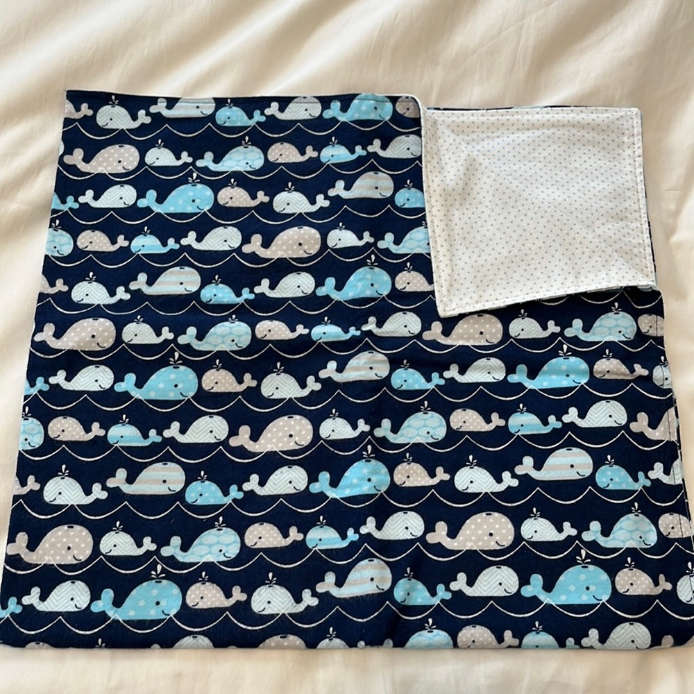 Navy whales flannel baby receiving blanket